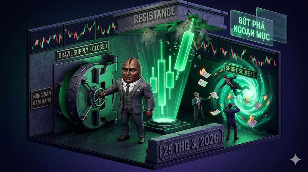 Cà phê bứt phá ngoạn mục: Nông dân Brazil găm hàng đẩy dòng tiền phái sinh vào thế hoảng loạn mua bù thiếu